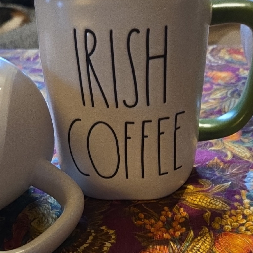 Rae Dunn White and Green Irish Coffee Mug